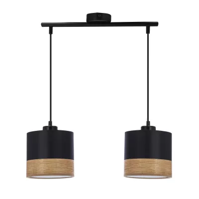 Závěsné světlo skandinávského stylu PORTO - 2xE27, 60W, černé / hnědé