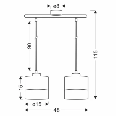 Závěsné světlo skandinávského stylu PORTO - 2xE27, 60W, černé / hnědé