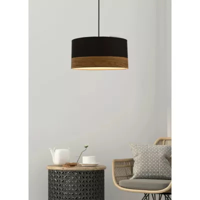 Závěsné světlo skandinávského stylu PORTO - 1xE27, 60W, černé / hnědé