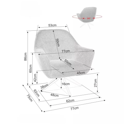 Otočné křeslo DORON - šedé / černé