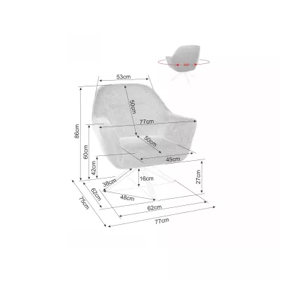 Otočné křeslo DORON - šedé / černé