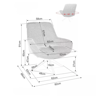Otočné čalouněné křeslo DUMITRA - béžové / černé