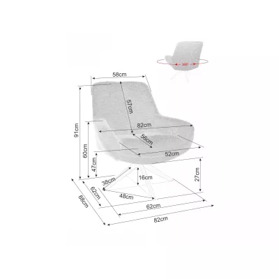 Otočné čalouněné křeslo DUMITRA - béžové / černé