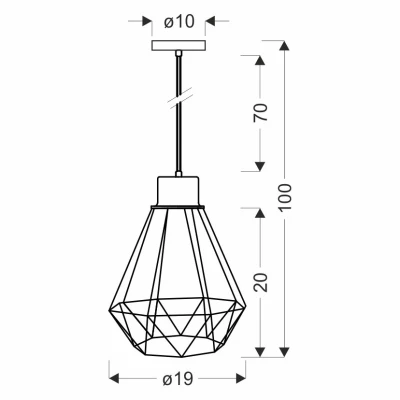 Závěsné industriální osvětlení PRIMO 1 - 1xE27, 60W, zlaté / černé