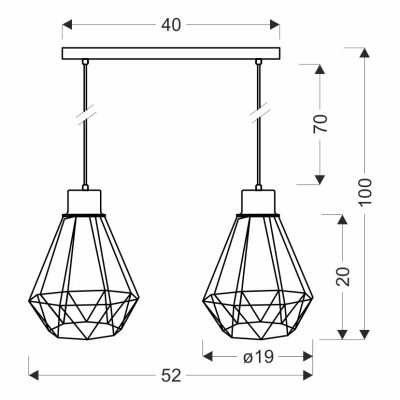Závěsné industriální osvětlení nad jídelní stůl PRIMO 3 - 2xE27, 60W, zlaté / černé