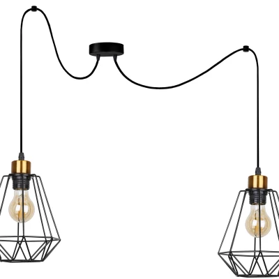 Industriální závěsné světlo PRIMO 4 - 2xE27, 60W, zlaté / černé