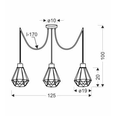 Industriální závěsné osvětlení PRIMO 6 - 3xE27, 60W, zlaté / černé