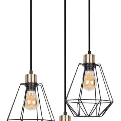 Závěsné industriální svítidlo PRIMO 7 - 3xE27, 60W, patina / černé