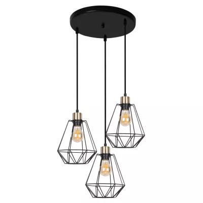 Závěsné industriální svítidlo PRIMO 7 - 3xE27, 60W, patina / černé