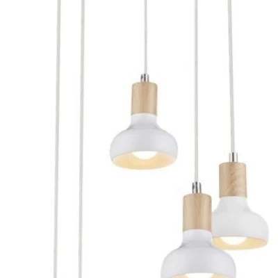 Skandinávské závěsné osvětlení PUERTO - 5xE14, 40W, hnědé / bílé
