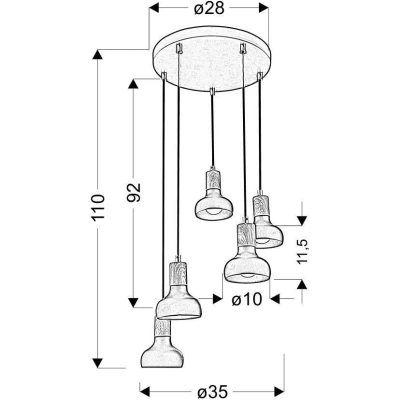 Skandinávské závěsné osvětlení PUERTO - 5xE14, 40W, hnědé / bílé