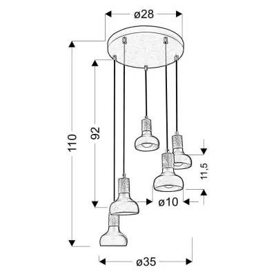 Skandinávské závěsné osvětlení PUERTO - 5xE14, 40W, hnědé / bílé