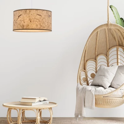 Závěsné kulaté moderní osvětlení RADIANT - 1xE27, 60W, bílé / béžové