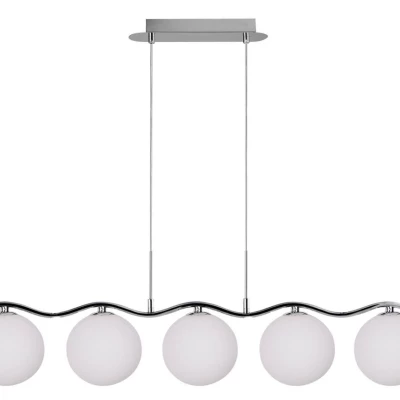 Moderní závěsné světlo nad jídelní stůl RAMON - 5xG9, 20W, chromované / bílé