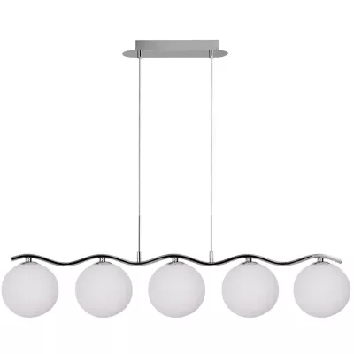 Moderní závěsné světlo nad jídelní stůl RAMON - 5xG9, 20W, chromované / bílé