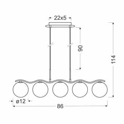 Moderní závěsné světlo nad jídelní stůl RAMON - 5xG9, 20W, chromované / bílé