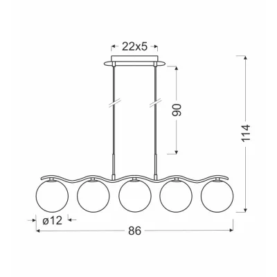 Moderní závěsné světlo nad jídelní stůl RAMON - 5xG9, 20W, chromované / bílé