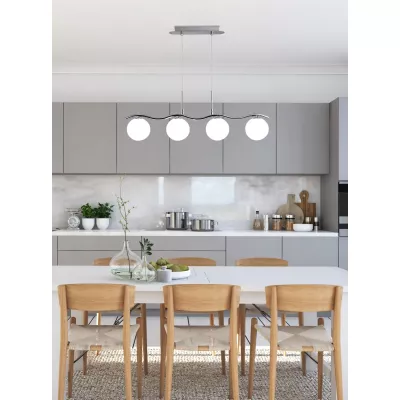 Moderní závěsné světlo nad jídelní stůl RAMON - 4xG9, 20W, chromované / bílé