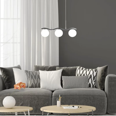 Moderní závěsné světlo nad jídelní stůl RAMON - 3xG9, 20W, chromované / bílé