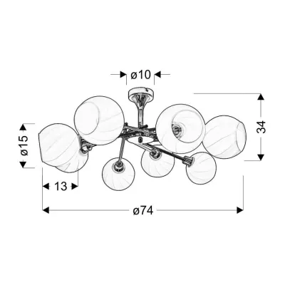 Moderní závěsné osvětlení RAUL - 8xE14, 40W, chromované / bílé
