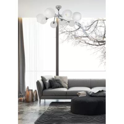 Moderní závěsné osvětlení RAUL - 8xE14, 40W, chromované / bílé