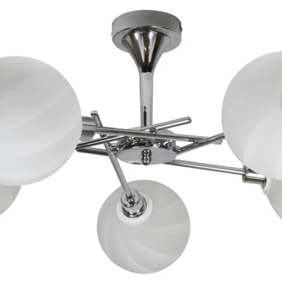 Moderní závěsné osvětlení RAUL - 5xE14, 40W, chromované / bílé