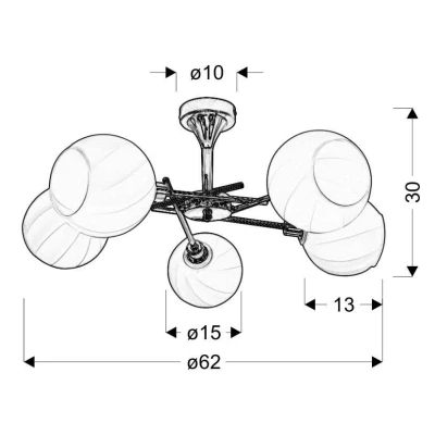 Moderní závěsné osvětlení RAUL - 5xE14, 40W, chromované / bílé