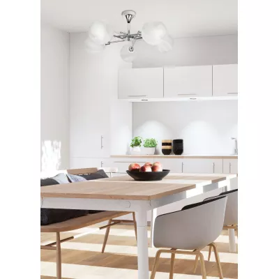 Moderní závěsné osvětlení RAUL - 5xE14, 40W, chromované / bílé