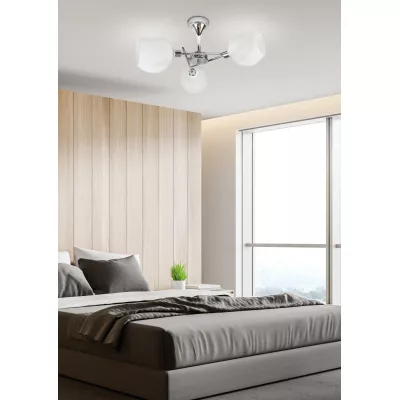 Moderní závěsné osvětlení RAUL - 3xE14, 40W, chromované / bílé