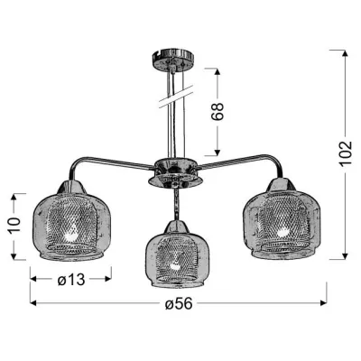 Závěsné tříramenné osvětlení RAY - 3xE14, 40W, chromované