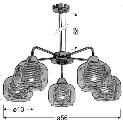 Závěsné pětiramenné osvětlení RAY - 5xE14, 40W, chromované
