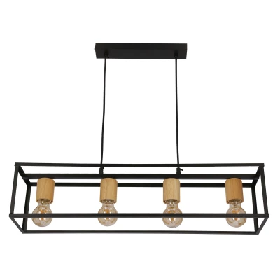 Závěsné svítidlo nad jídelní stůl RETRO - 4xE27, 40W, černé / hnědé