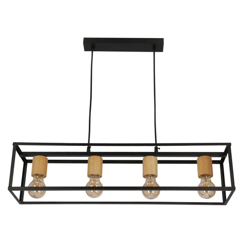 Závěsné svítidlo nad jídelní stůl RETRO - 4xE27, 40W, černé / hnědé