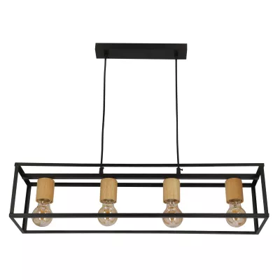 Závěsné svítidlo nad jídelní stůl RETRO - 4xE27, 40W, černé / hnědé