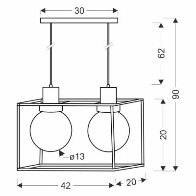 Závěsné svítidlo nad jídelní stůl RETRO - 2xE27, 40W, černé / kouřové sklo