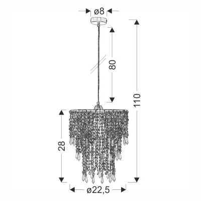 Závěsný klasický lustr RINA - 1xE27, 60W, chromovaný