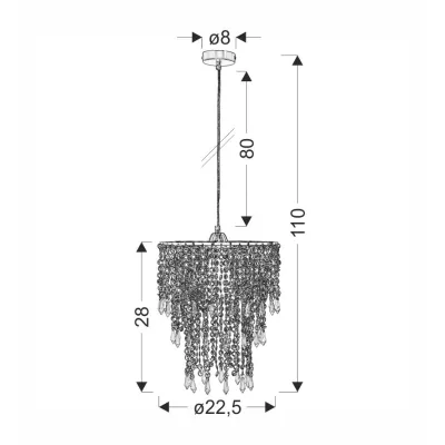 Závěsný klasický lustr RINA - 1xE27, 60W, chromovaný
