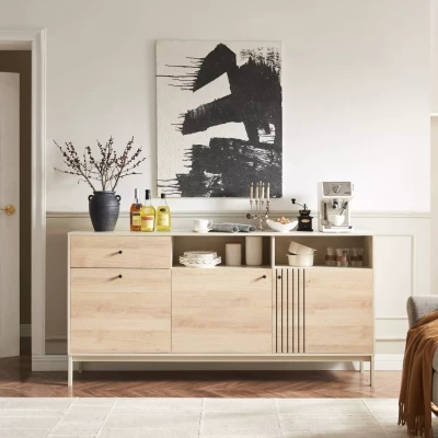 Kombinovaná komoda DRAGAN - dub / krémová