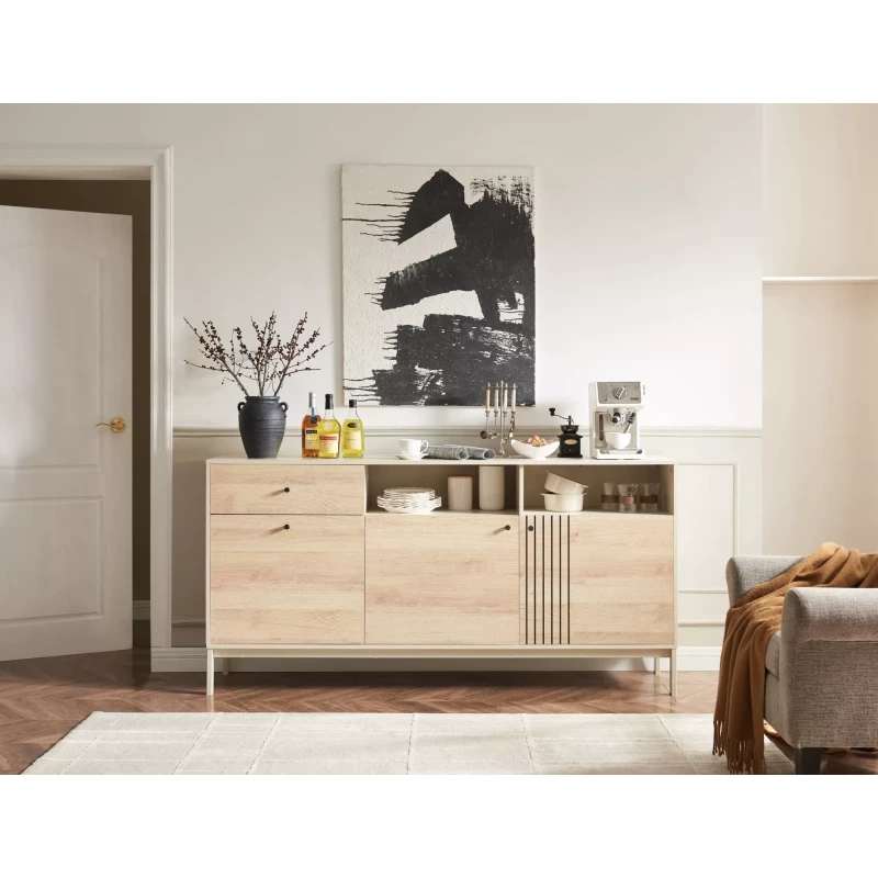 Kombinovaná komoda DRAGAN - dub / krémová