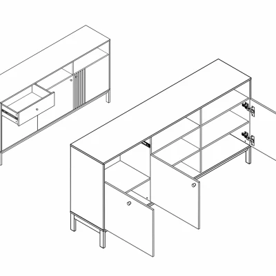 Kombinovaná komoda DRAGAN - dub / krémová