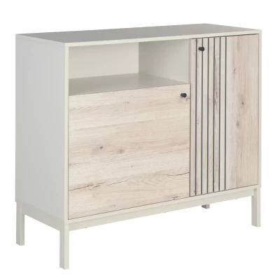 Komoda s dvířky DRAGAN - dub / krémová