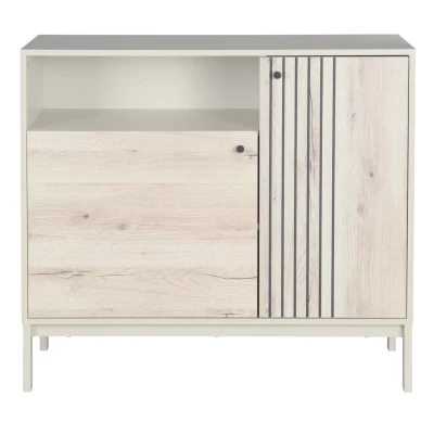 Komoda s dvířky DRAGAN - dub / krémová