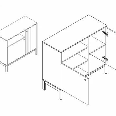 Komoda s dvířky DRAGAN - dub / krémová