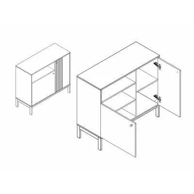 Komoda s dvířky DRAGAN - dub / krémová