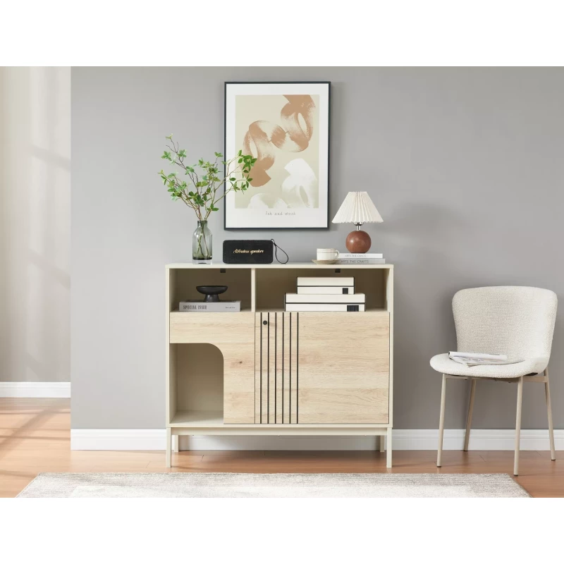 Úzká komoda DRAGAN - dub / krémová