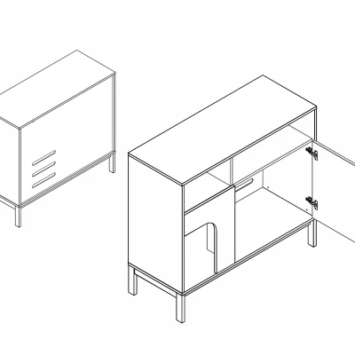 Úzká komoda DRAGAN - dub / krémová