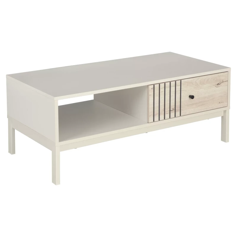 Konferenční stolek s šuplíkem DRAGAN - dub / krémový