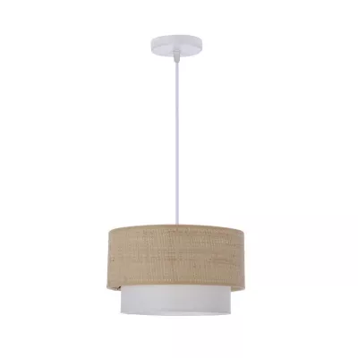 Závěsný kulatý lustr RITANA - 1xE27, 60W, bílý / béžový