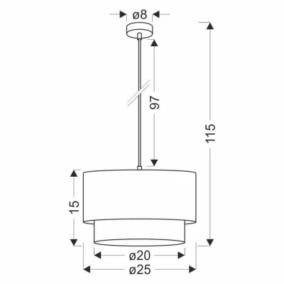 Závěsný kulatý lustr RITANA - 1xE27, 60W, bílý / béžový