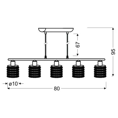 Art deco závěsné osvětlení ROYAL - 5xG9, 40W, chromované / černé